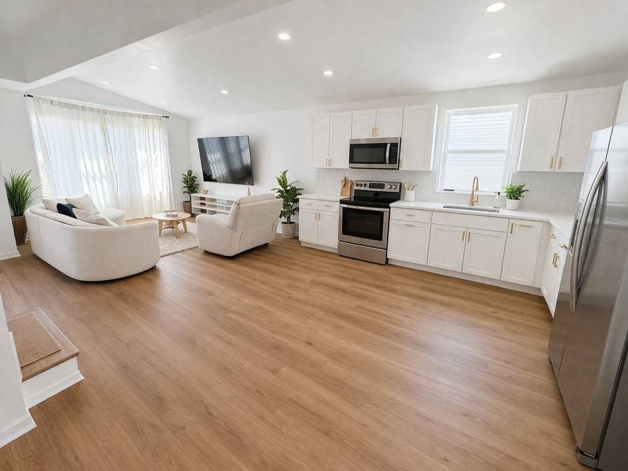 Whole-home renovation with open plan living and kitchen, Boone NC